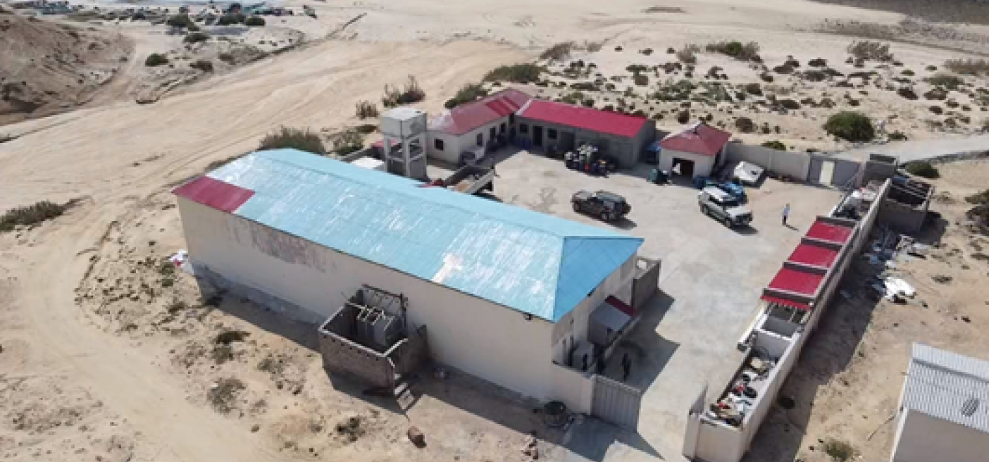 An overhead shot of the Hafun Fish and Processing Plant Hafun Fish and Processing Plant